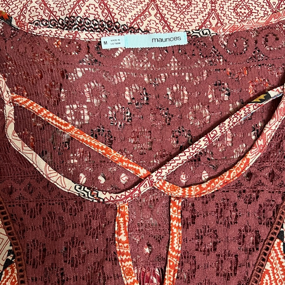 SOLD Maurices Lace Bell Sleeve Blouse Top Boho Medium - Picture 5 of 8